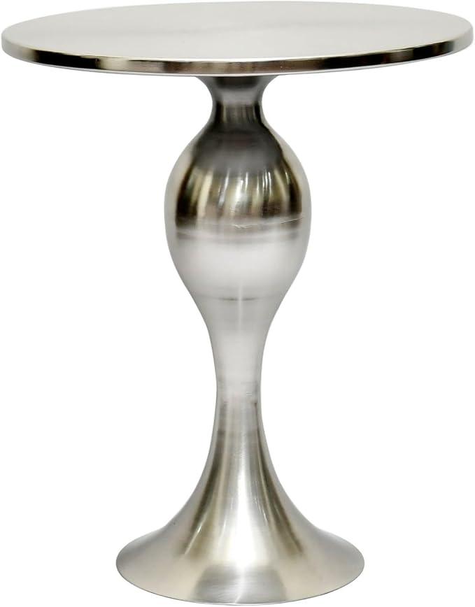 Polished Nickel Sculptural Pedestal Side Table