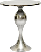 Polished Nickel Sculptural Pedestal Side Table