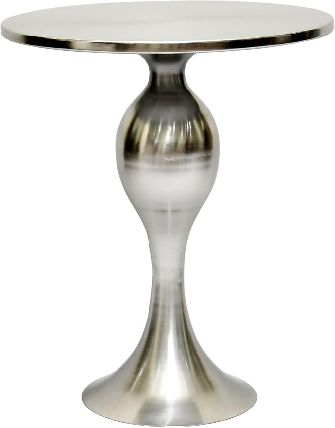 Polished Nickel Sculptural Pedestal Side Table