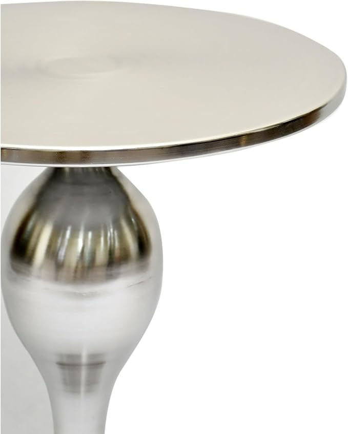 Polished Nickel Sculptural Pedestal Side Table