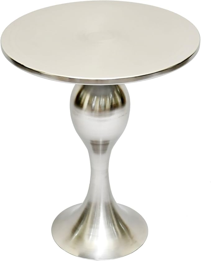 Polished Nickel Sculptural Pedestal Side Table