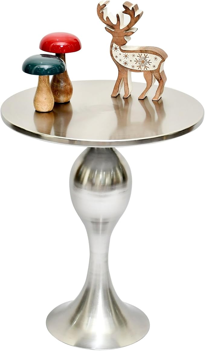 Polished Nickel Sculptural Pedestal Side Table