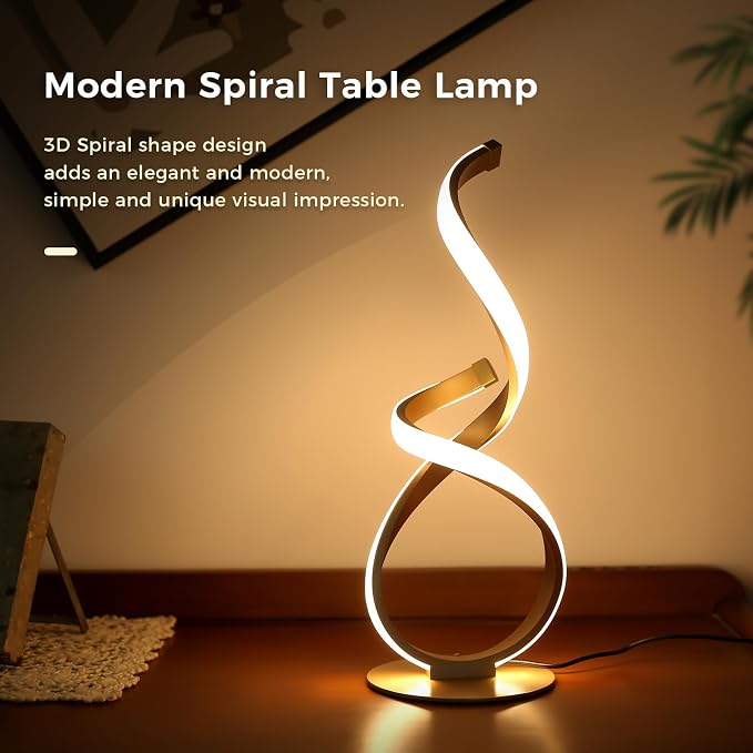 Modern Spiral LED Table Lamp with Touch Dimming
