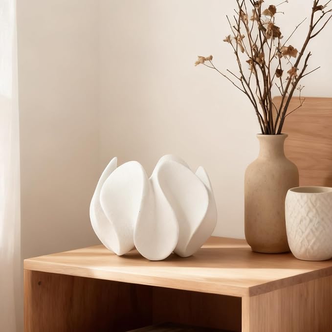 White Abstract Resin Sculpture – Modern Home Décor