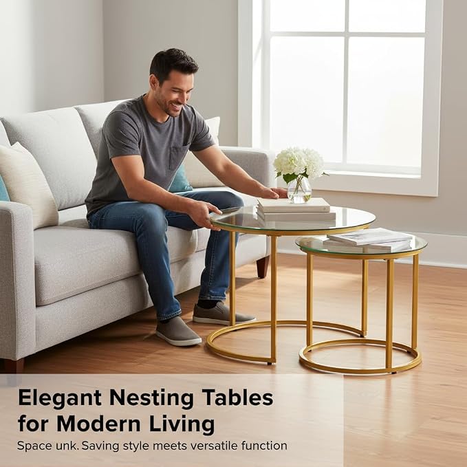 Round Nesting Coffee Table Set of 2 – Modern Design