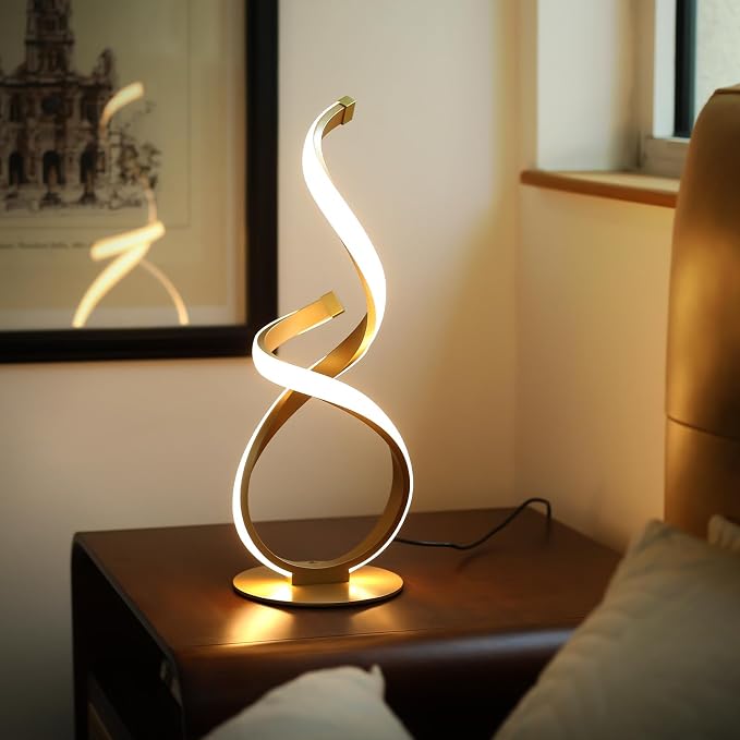 Modern Spiral LED Table Lamp with Touch Dimming
