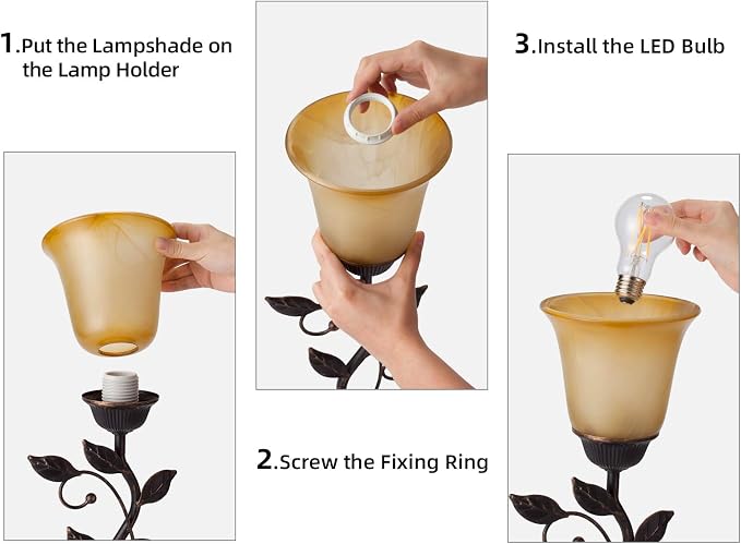 Vintage Leaf Table Lamp with Touch Dimming & USB