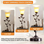 Vintage Leaf Table Lamp with Touch Dimming & USB