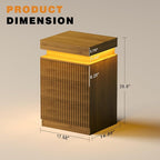 Fluted Nightstand with Charging Station and LED Light