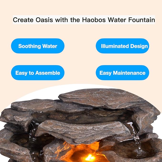 Cascading Tabletop Water Fountain with LED Light