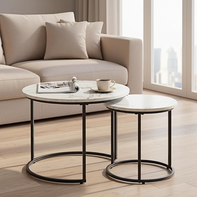 Round Nesting Coffee Table Set of 2 – Modern Design