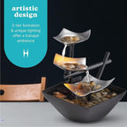 Illuminated Tabletop Water Fountain with 3-Tier Waterfall