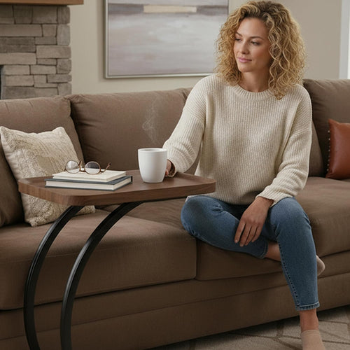 2-Tier C-Shaped End Table for Sofa – Space-Saving Design