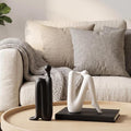 Black & White Ceramic Bookends – Abstract Thinker Sculptures