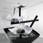 Illuminated Tabletop Water Fountain with 3-Tier Waterfall