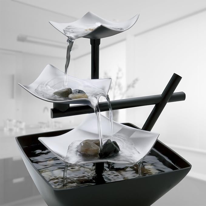 Illuminated Tabletop Water Fountain with 3-Tier Waterfall