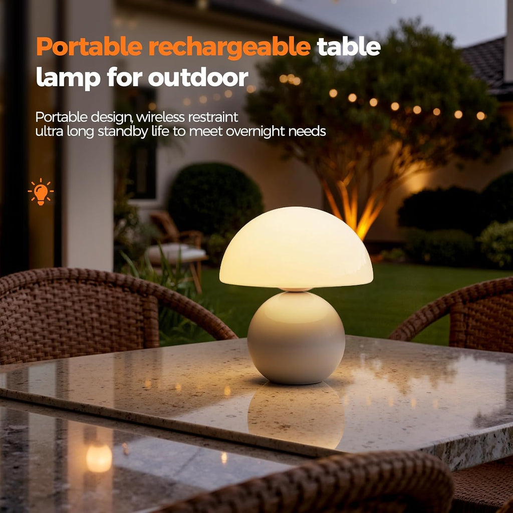 Cordless Mushroom Table Lamp with Touch Dimming