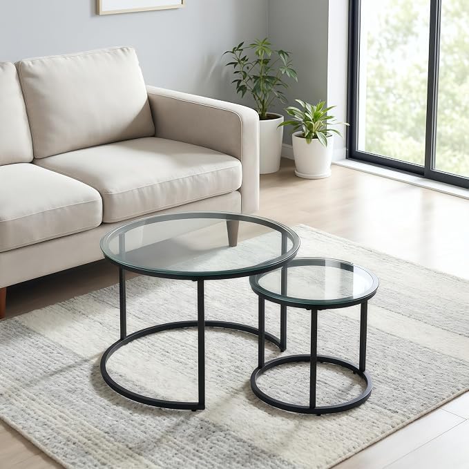 Round Nesting Coffee Table Set of 2 – Modern Design