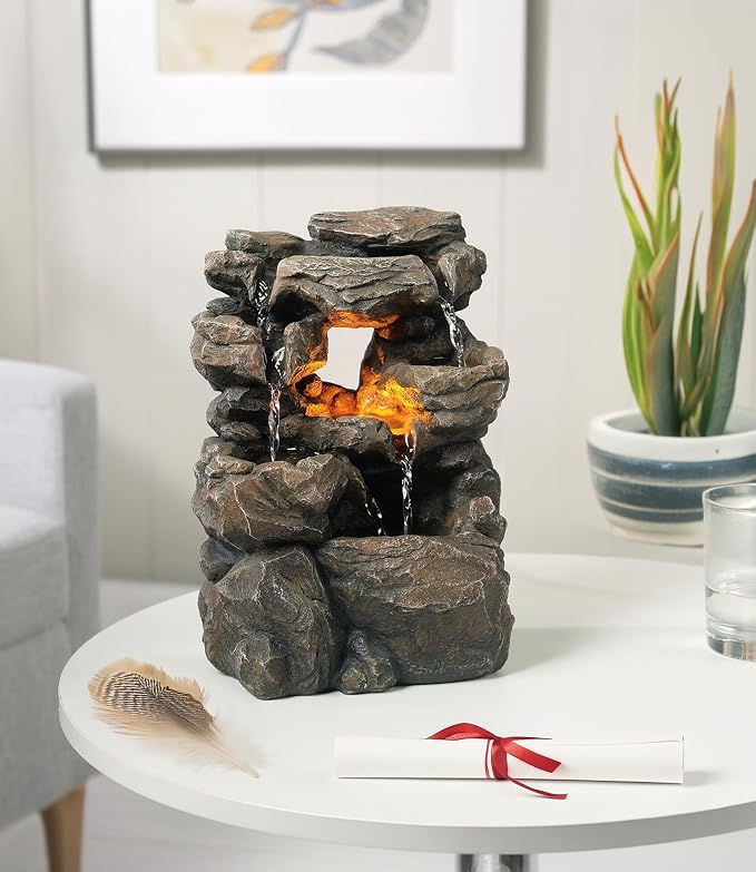 Cascading Tabletop Water Fountain with LED Light