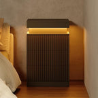Fluted Nightstand with Charging Station and LED Light