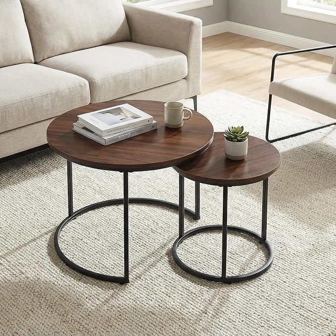 Round Nesting Coffee Table Set of 2 – Modern Design