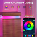 Fluted Nightstand with Charging Station and LED Light